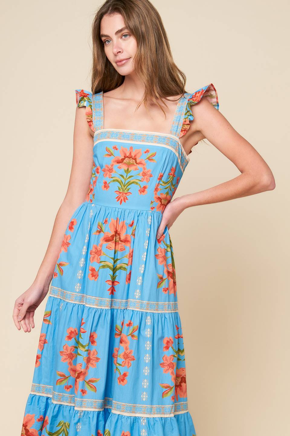 LOVELIEST MUSE WOVEN MIDI DRESS