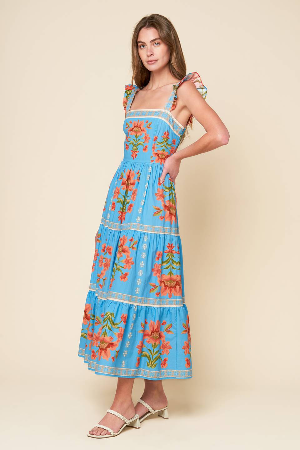 LOVELIEST MUSE WOVEN MIDI DRESS