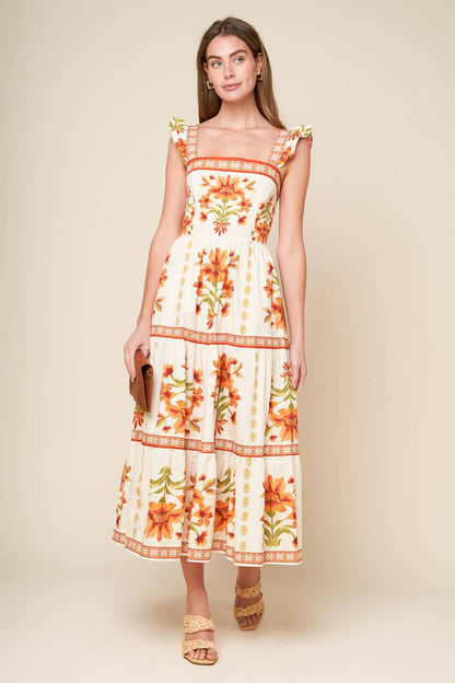 LOVELIEST MUSE WOVEN MIDI DRESS