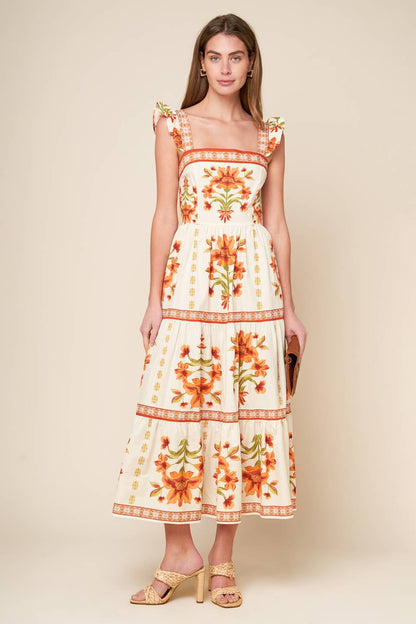 LOVELIEST MUSE WOVEN MIDI DRESS