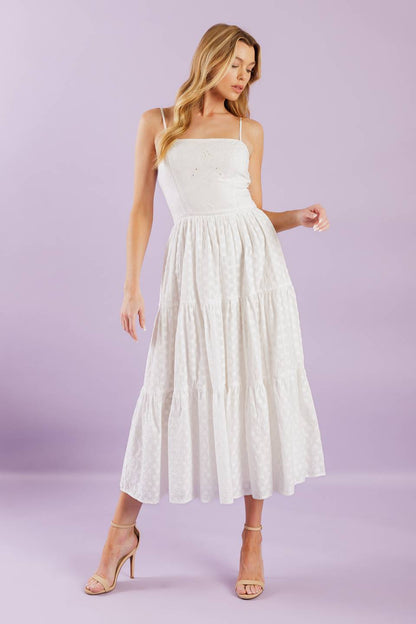 ENCHANTING MOMENTS WOVEN MIDI DRESS