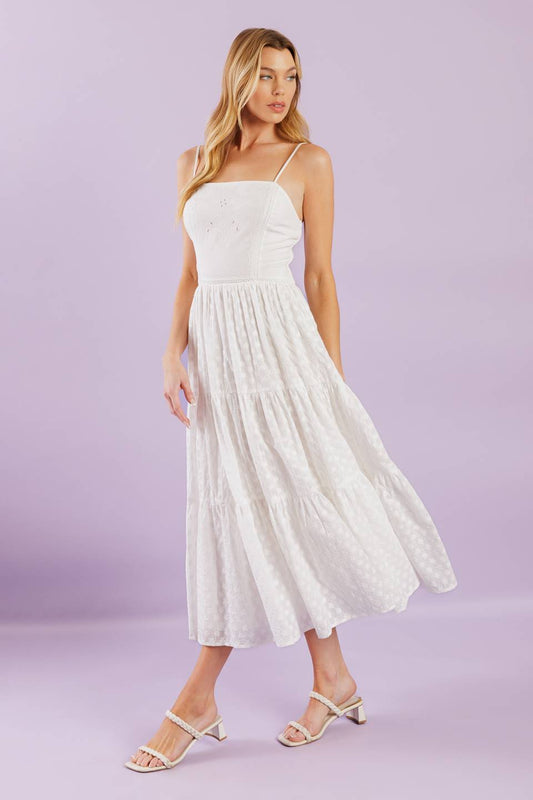 ENCHANTING MOMENTS WOVEN MIDI DRESS