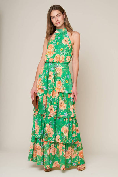 PORCELAIN BLOOM WOVEN MAXI DRESS