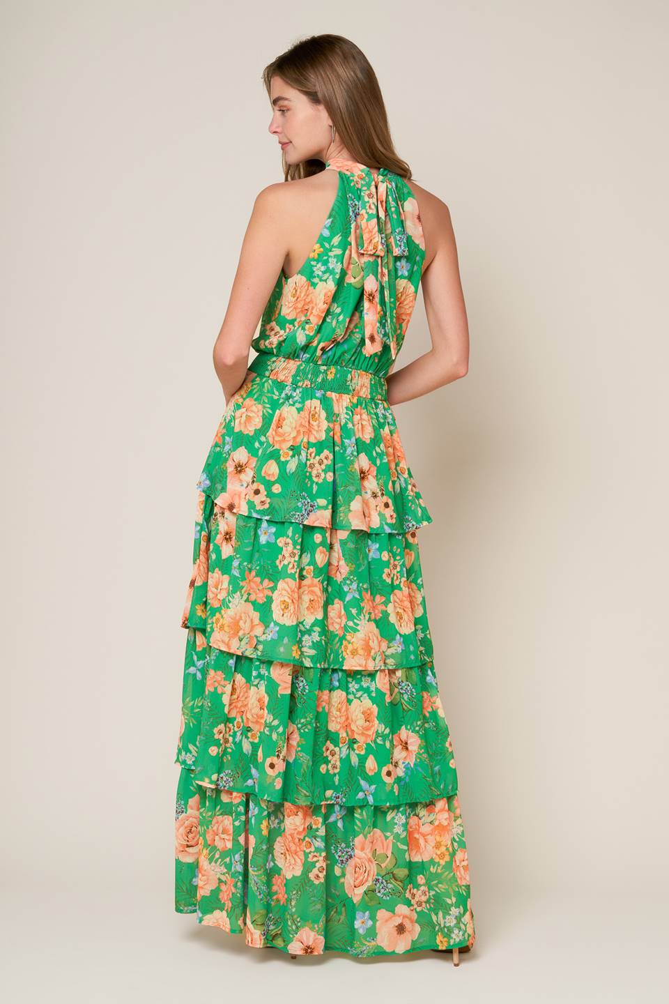 PORCELAIN BLOOM WOVEN MAXI DRESS