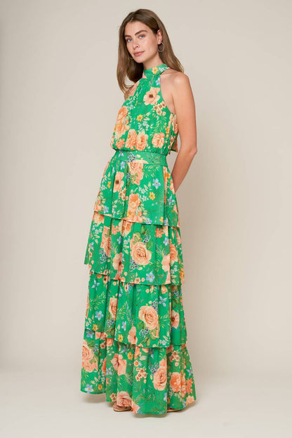 PORCELAIN BLOOM WOVEN MAXI DRESS