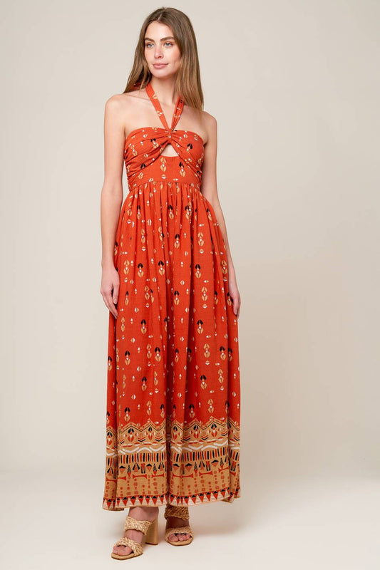 SIDEWALK CAFÉ TERRACOTTA WOVEN MAXI DRESS