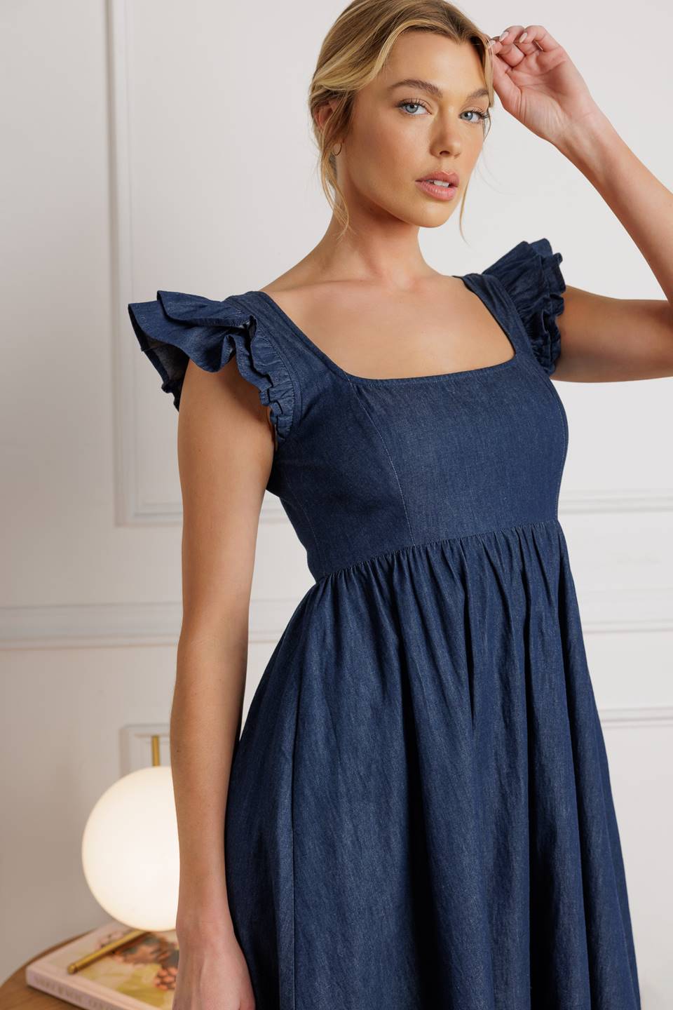 KILLING TIME CHAMBRAY MIDI DRESS