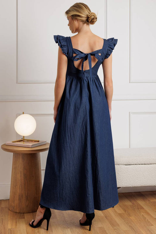 KILLING TIME CHAMBRAY MIDI DRESS