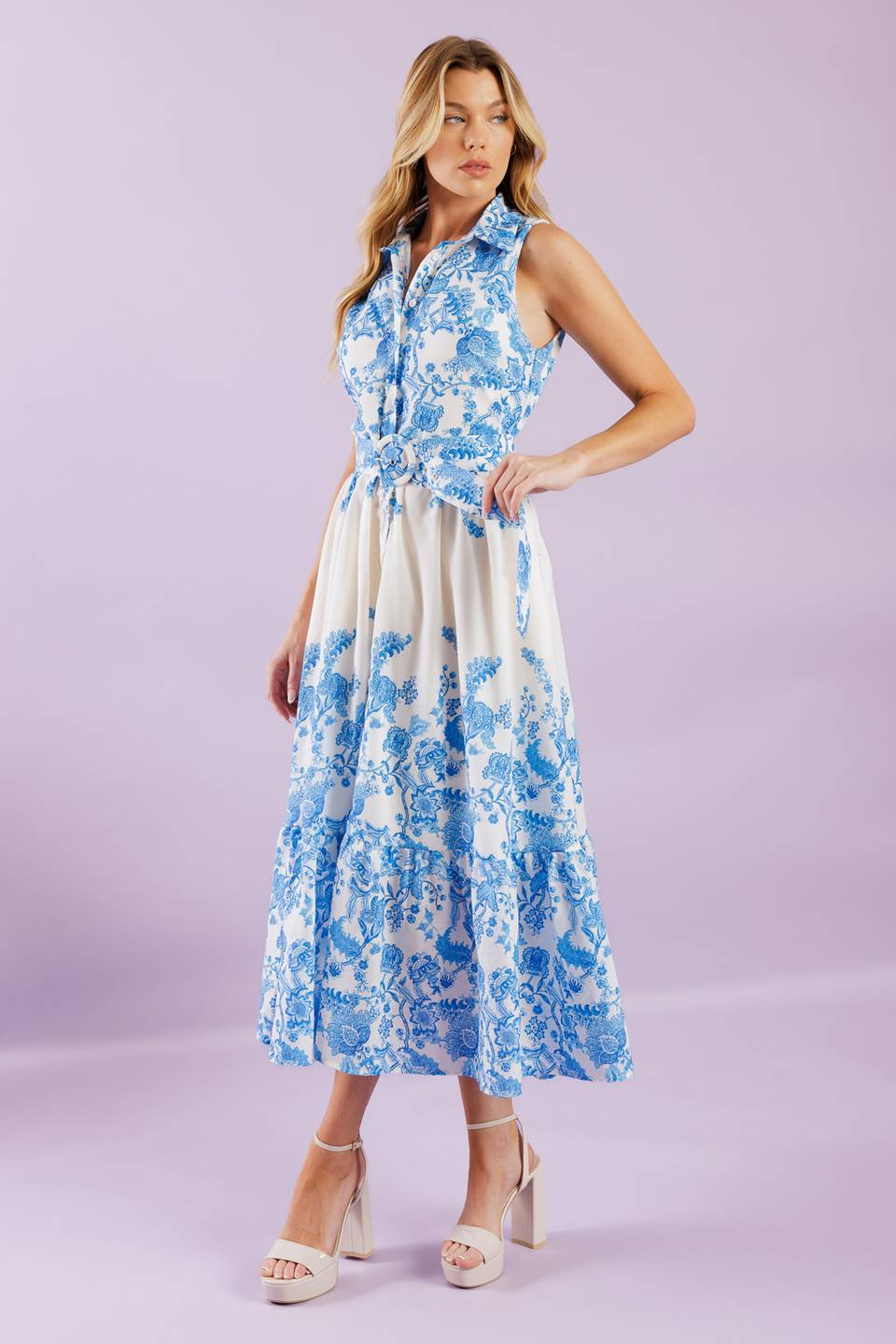 PALM SHORES WOVEN MIDI DRESS