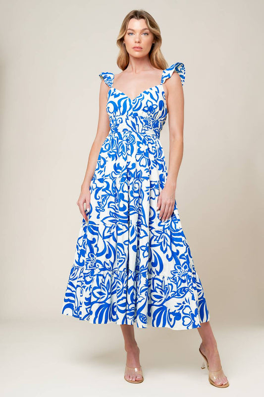 MEMORABLE ENTRANCE BLUE WOVEN MDI DRESS