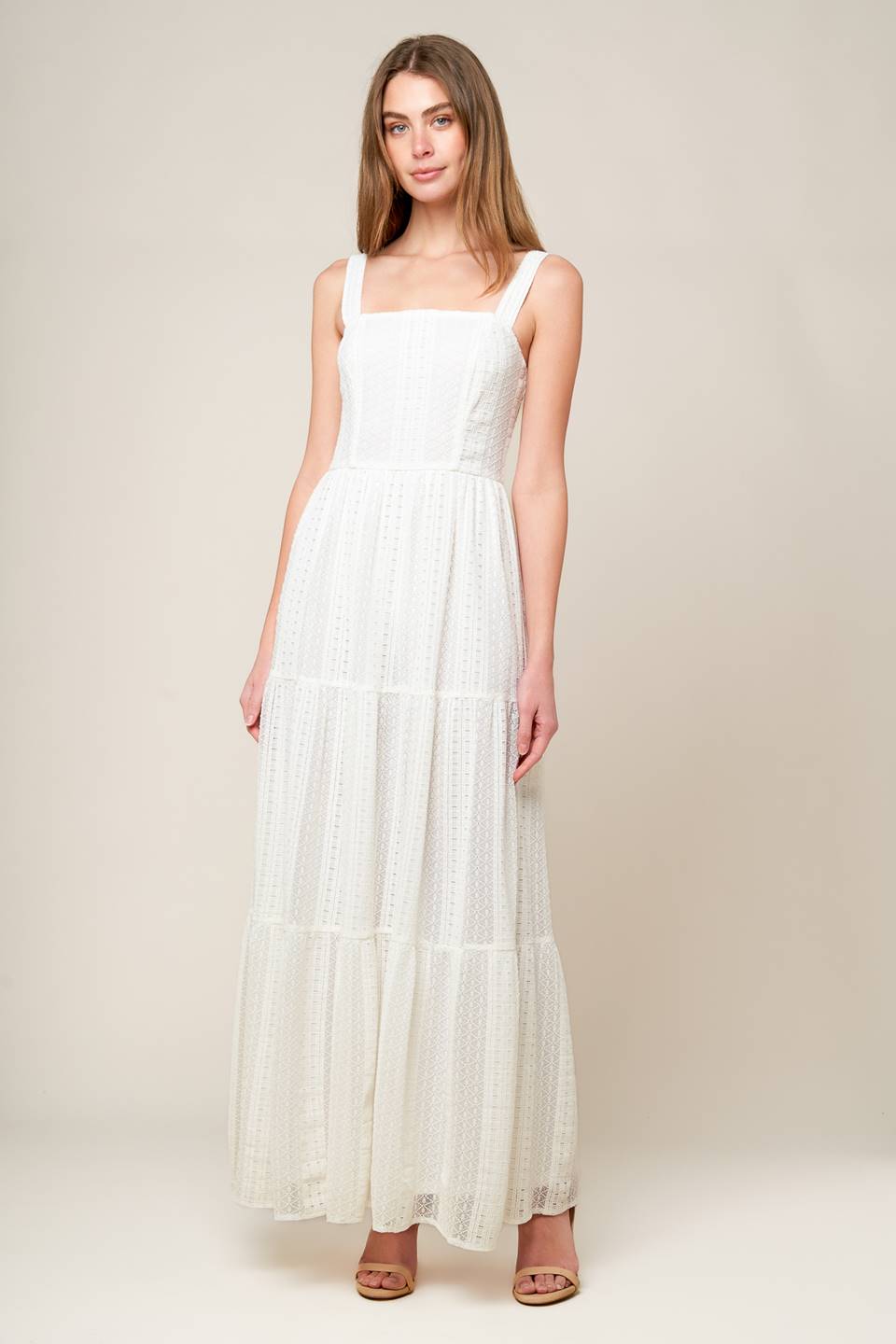 AFTER THE RAIN WHITE LACE MAXI DRESS