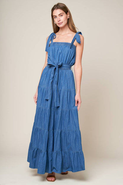 PRETTIEST BEHAVIOR CHAMBRAY MAXI DRESS