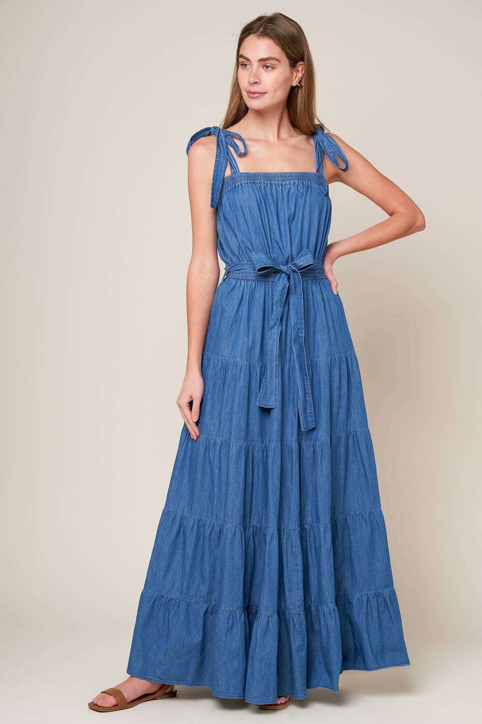 PRETTIEST BEHAVIOR CHAMBRAY MAXI DRESS