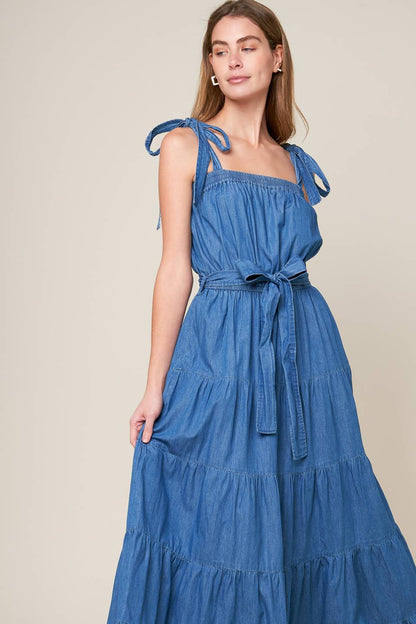 PRETTIEST BEHAVIOR CHAMBRAY MAXI DRESS