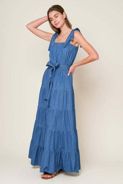 PRETTIEST BEHAVIOR CHAMBRAY MAXI DRESS