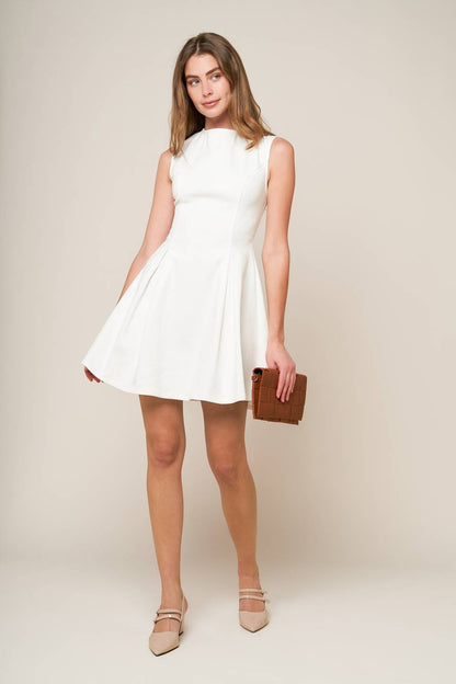 GLEAMING BABE WOVEN MINI DRESS