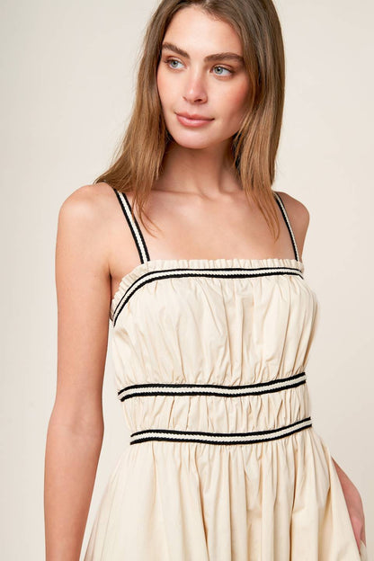 TERRIFIC TIMING CREAM WOVEN MIDI DRESS