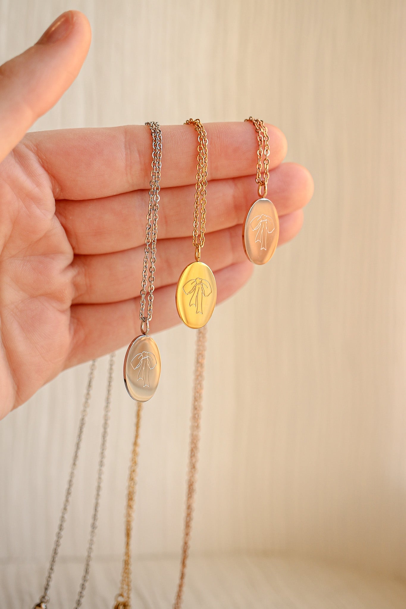 Bow Pendant Necklace in Rose Gold