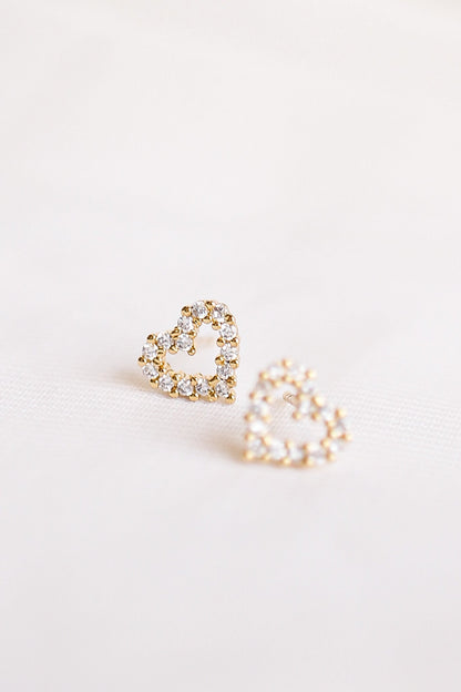 CZ Heart Stud in Gold