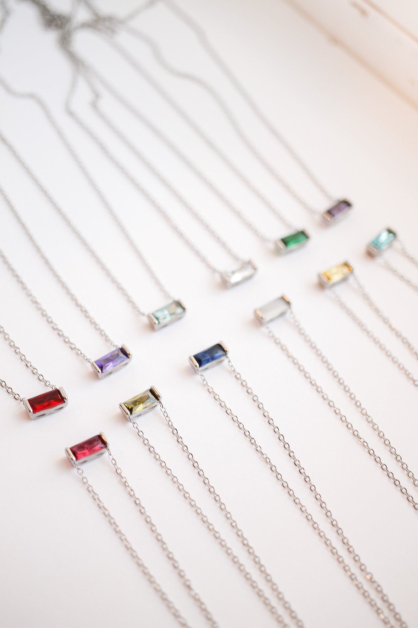 CZ Birthstone Necklace in Silver