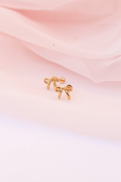 Bow Flat Back Stud in Gold