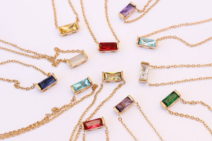 CZ Birthstone Necklace in Gold