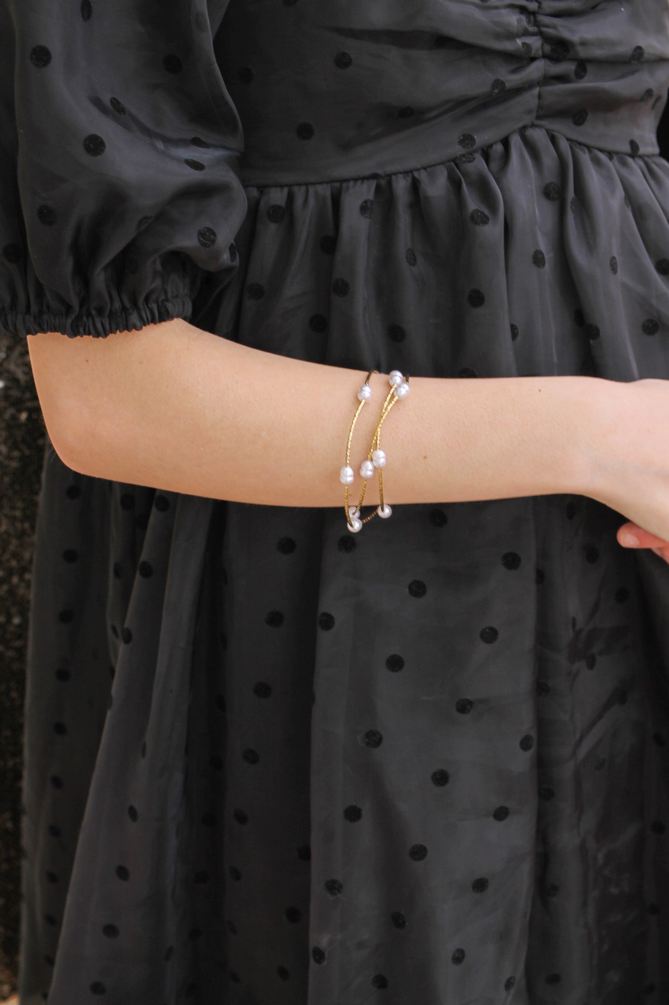 Donise Layered Bracelet in Gold and Pearl