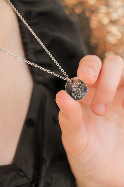 Birth Flower Necklace in Silver