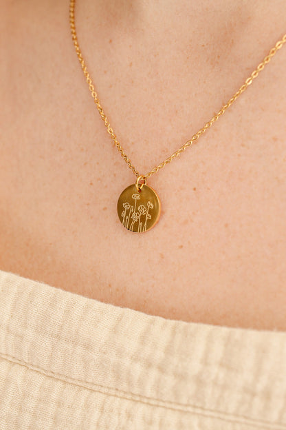 Birth Flower Necklace in Gold