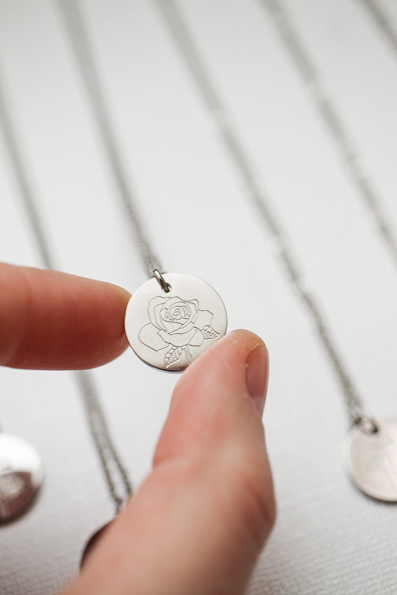 Birth Flower Necklace in Silver