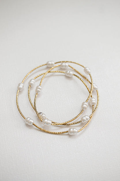 Donise Layered Bracelet in Gold and Pearl