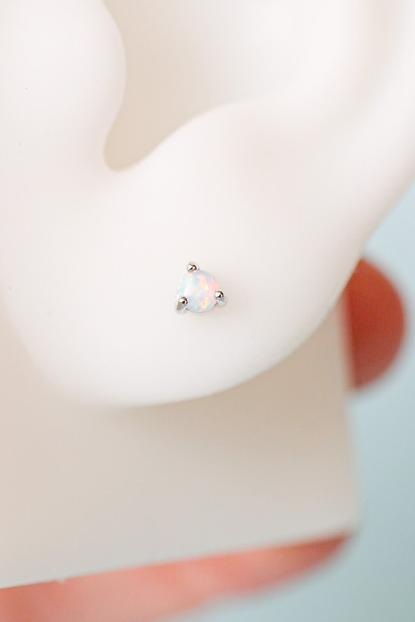 Opal Gem Flat Back in Silver