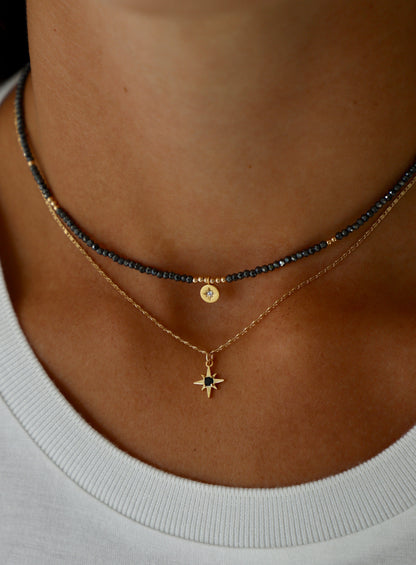 BEADED STAR MEDALLION NECKLACE