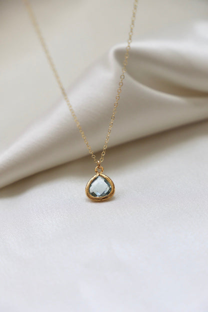 PETITE AQUAMARINE BEZEL NECKLACE