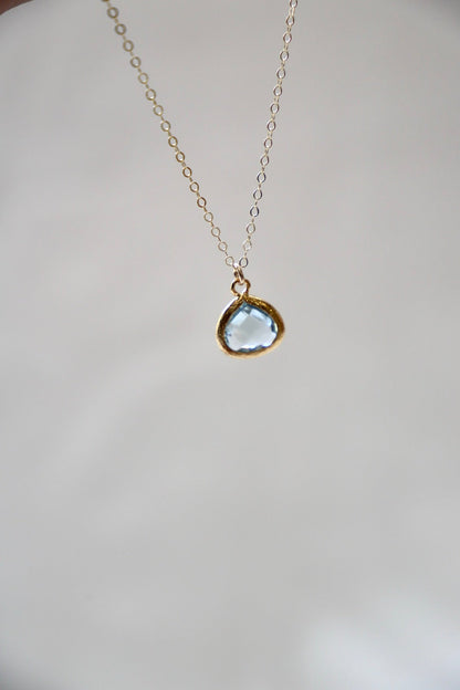 PETITE AQUAMARINE BEZEL NECKLACE