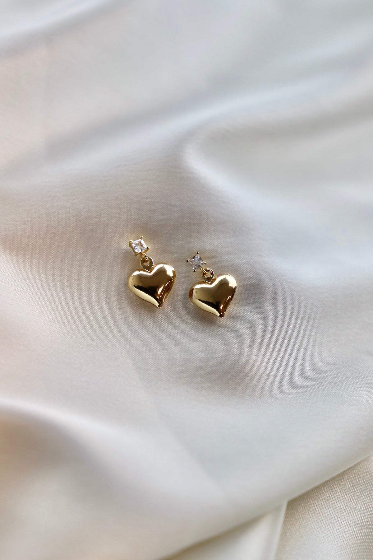 PUFF HEART AND CZ STUD