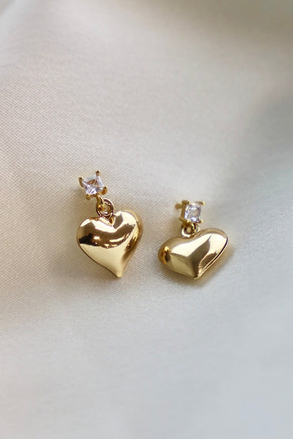 PUFF HEART AND CZ STUD