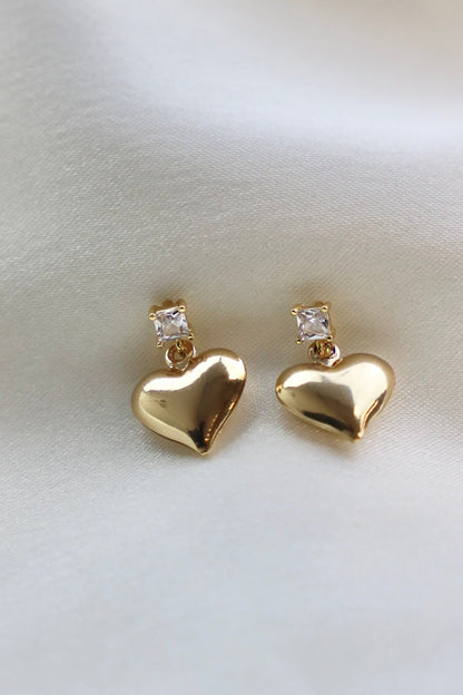 PUFF HEART AND CZ STUD