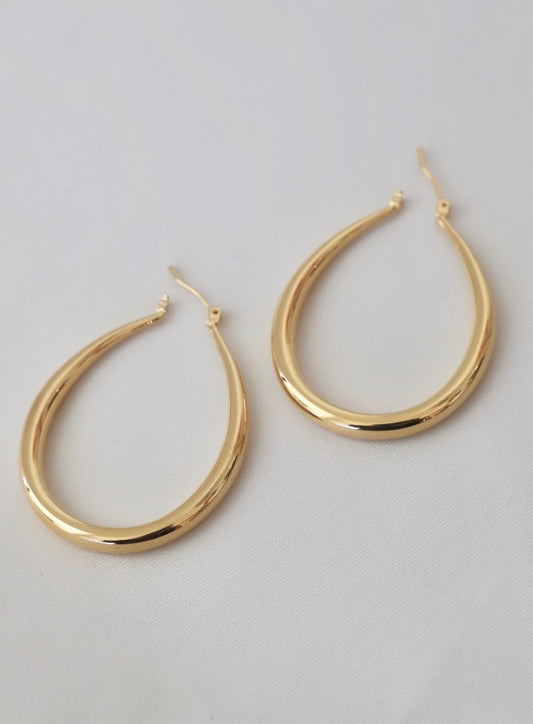 LARGE TEARDROP HOOP EARRINGS