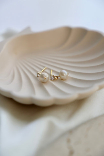 CZ PEARL DROP EARRINGS