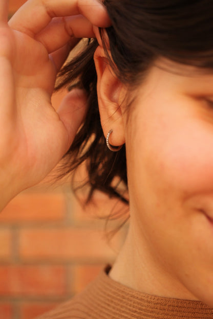 Micro Crystal Hoop in Silver