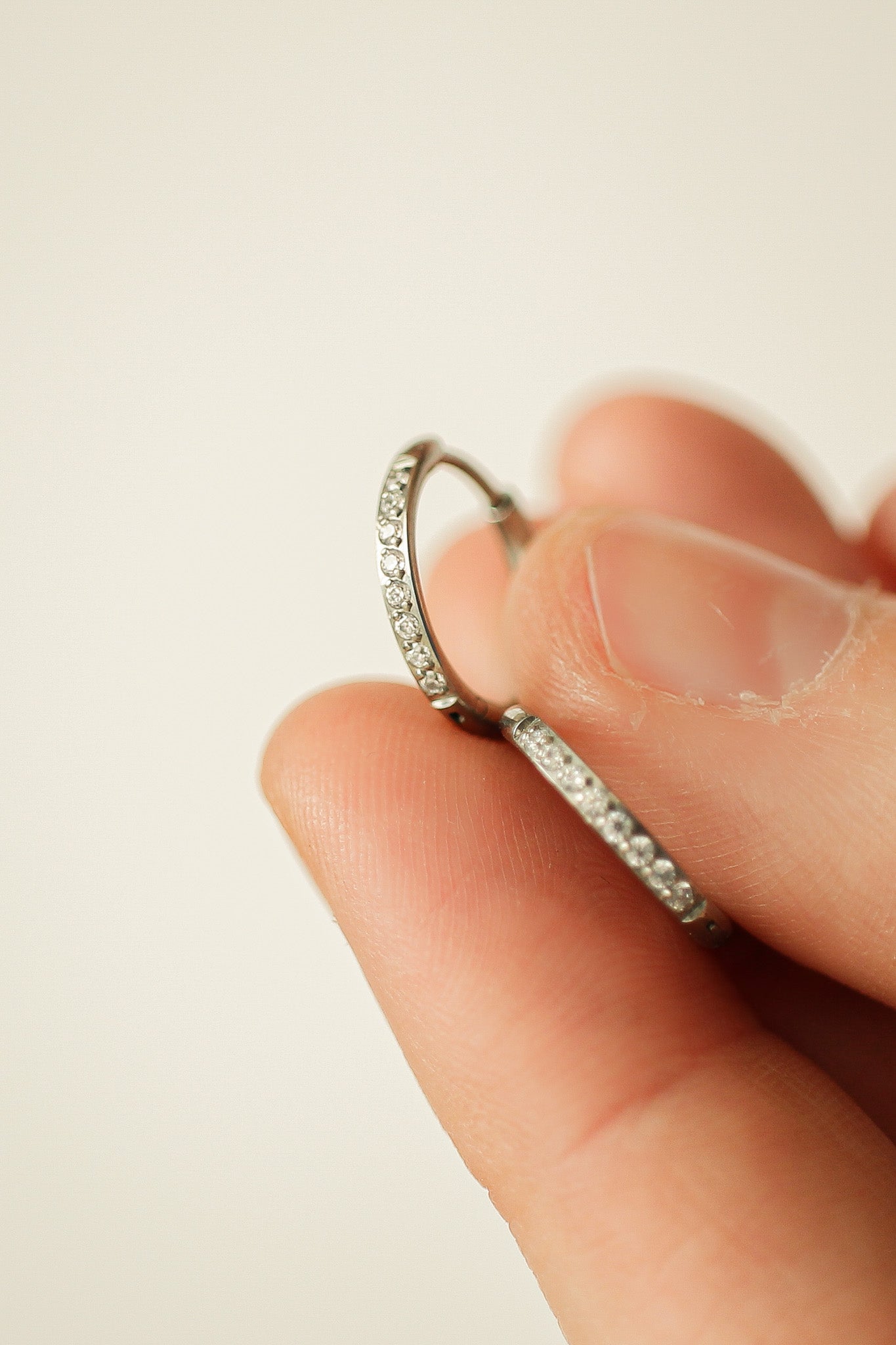 Micro Crystal Hoop in Silver