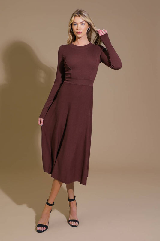 PLACE TO BE SWEATER MIDI DRESS