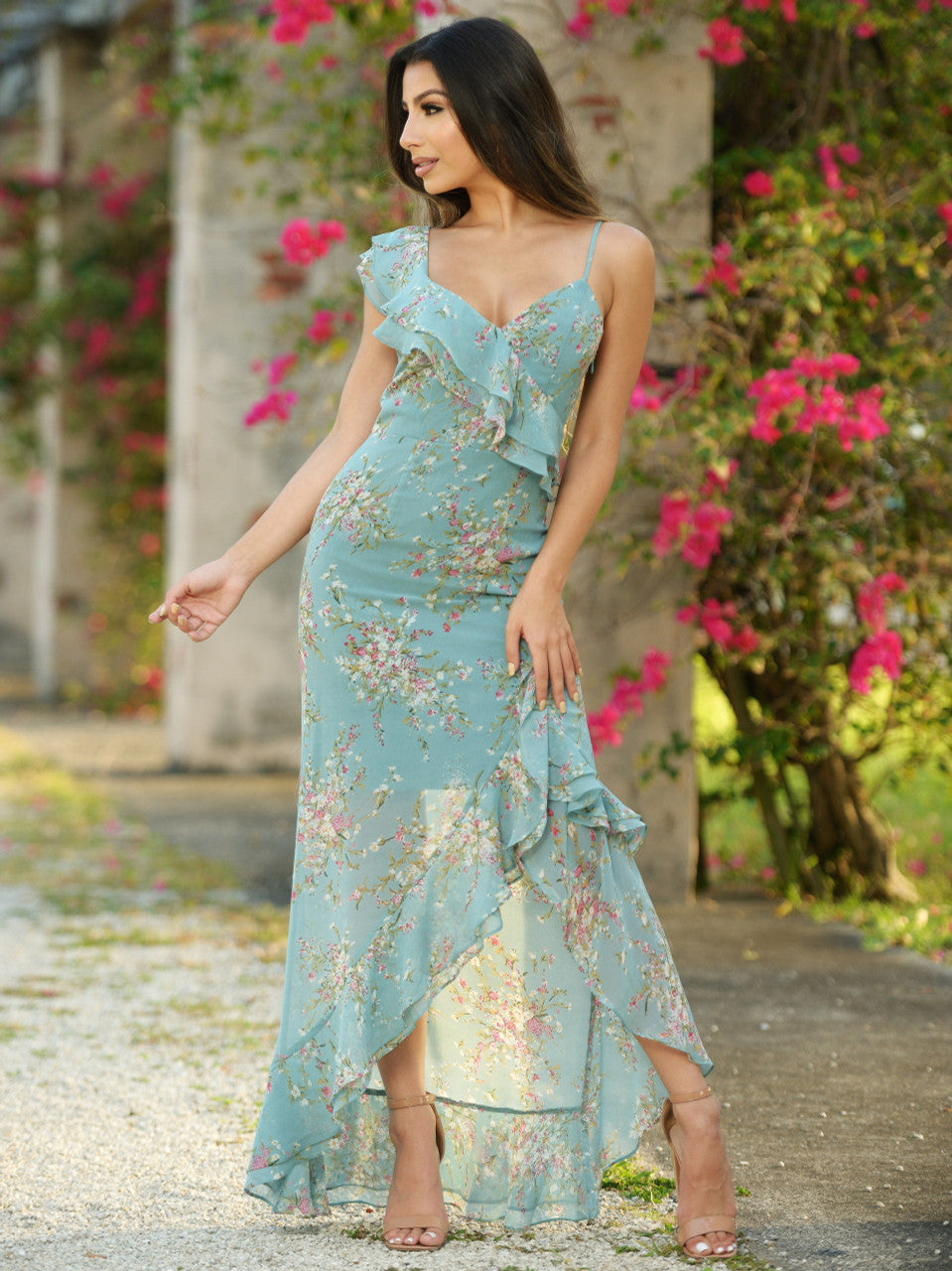 Navy and pink floral maxi dress hotsell