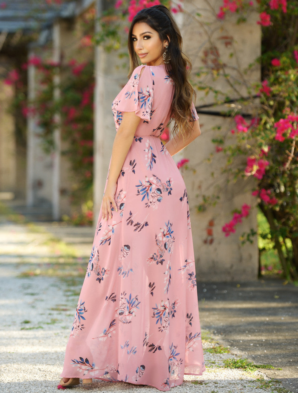 Kari Maxi Dress - Pink Floral
