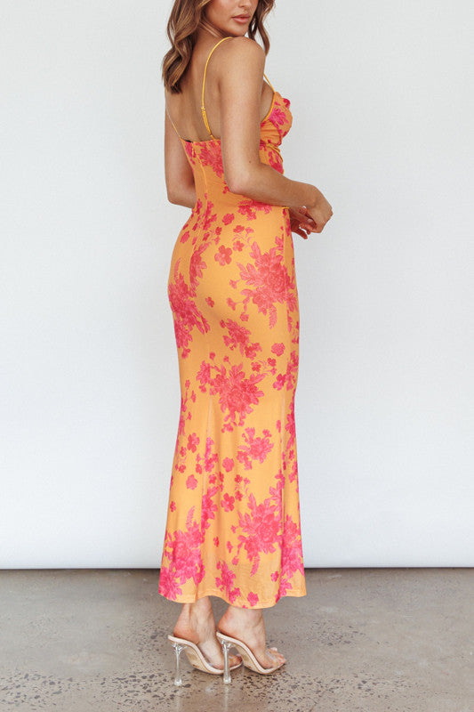 Moana Maxi Dress - Orange Floral