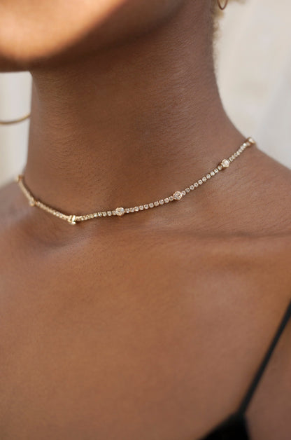 Line Up Crystal Chain and Adjustable Necklace