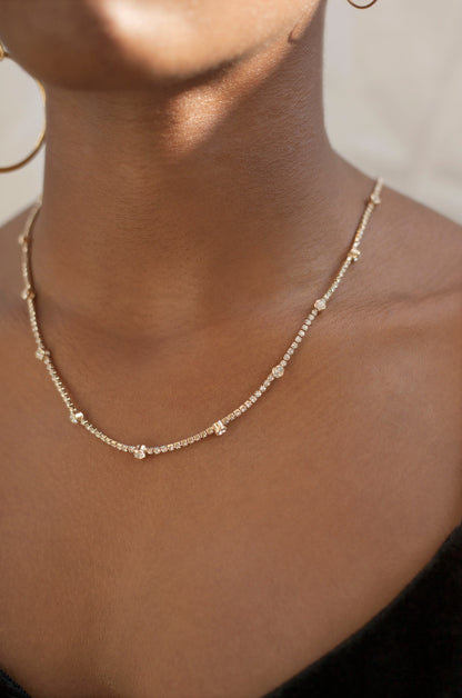 Line Up Crystal Chain and Adjustable Necklace