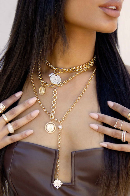 Lola Pearl and Medallion Chain Link Choker