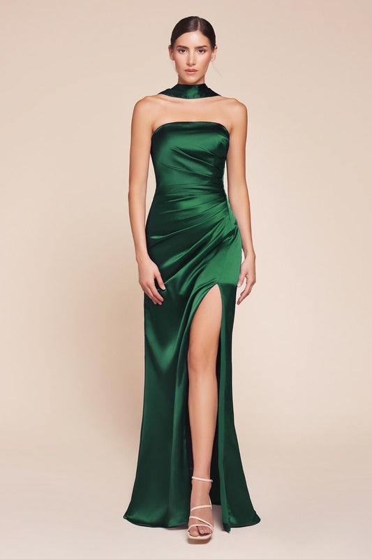 Nicolette Gown - Emerald - STRAPLESS SATIN DRESS & SASH